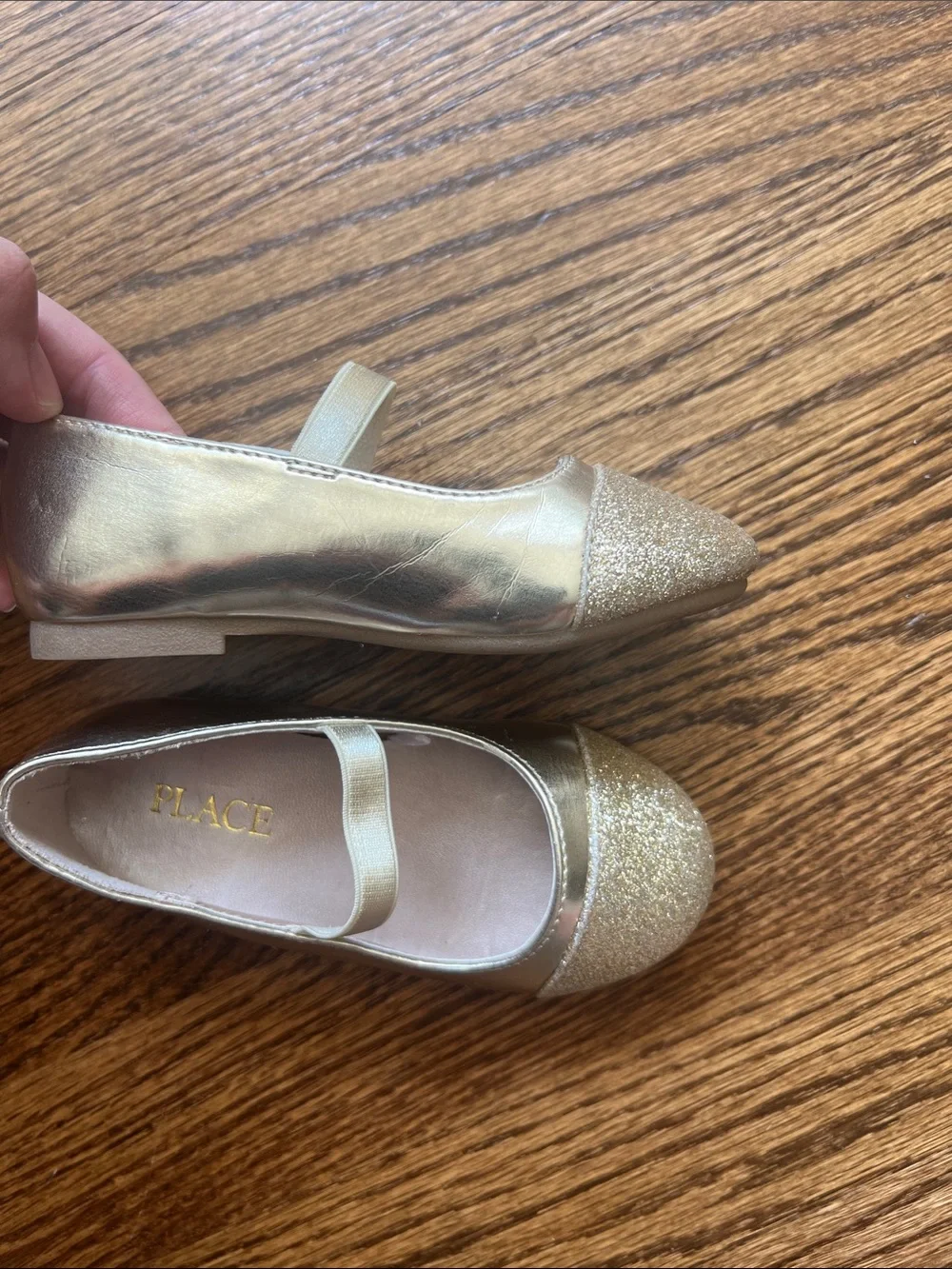 The Children's Place Gold Glitter Mary Jane Flats